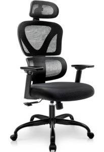 Read more about the article SKY-TOUCH Ergonomic Office Chair, 130x67x67cm, Swivel Chair with Adjustable Lumbar Support, Headrest, 3D Armrests, Height Adjustment, and Rocker Function, Supports 150kg/330lbs, Black